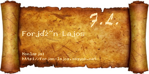 Forján Lajos névjegykártya